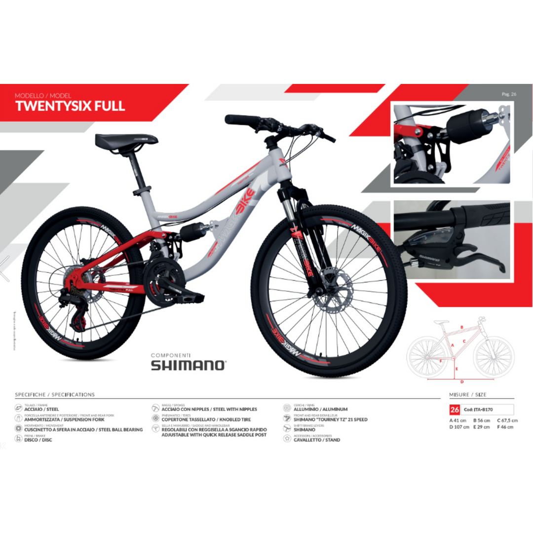 Bicicletta Magik Bike mtb Full 26" uomo B170